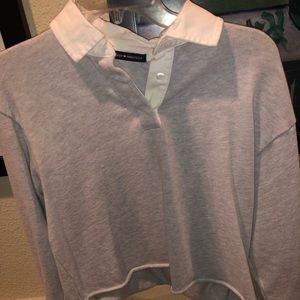 Brandy Melville cropped grey polo shirt